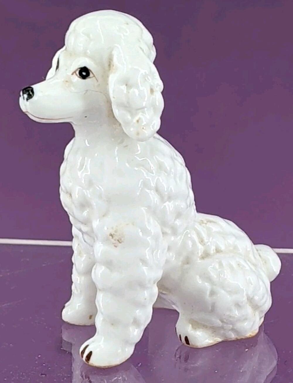 Vintage White Poodle Dog Figurine 3" Tall Spaghetti Japan MCM Kitsch